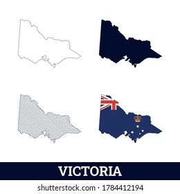 Australian State Victoria Map with flag vector