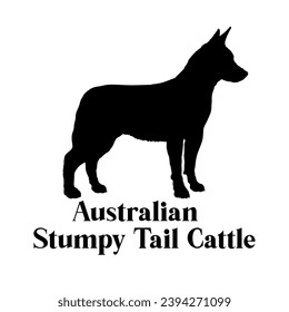 Silueta de perro perro de cola de caracol trompy australiano engendra logotipo de perro de monograma cara de perro vector