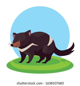 Australian Tasmanian Devil Background Landscape Vector Stock Vector ...