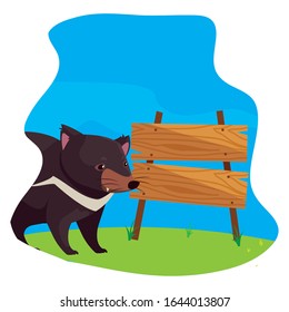 australian tasmanian devil with background landscape vector illustration design