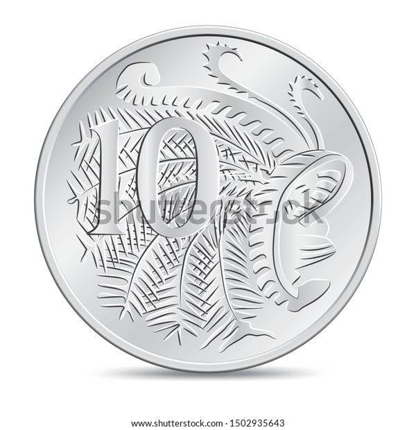 Australian ten cent\
coin in vector\
illustration