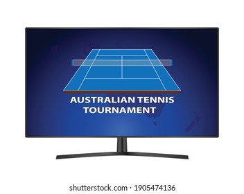 Logo del torneo de tenis australiano en una pantalla de televisión, ilustración vectorial