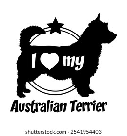 Australian Terrier Hund Silhouette, ich liebe meinen Hund, Hund, Hunderassen, Logo, Vektor, Silhouette, Tier, Illustration, Symbol, Zeichen, schwarz, Haustier,