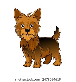 Australian Terrier vector illustration isolated on white background in cartoon style.