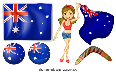 Australian theme with flag and objects