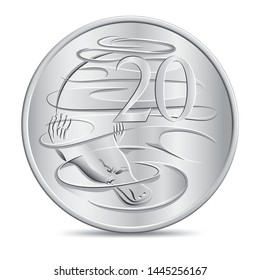 Australian twenty cents coin in vector illustration