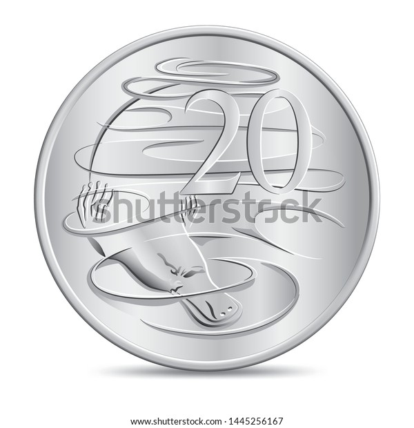 Australian\
twenty cents coin in vector\
illustration