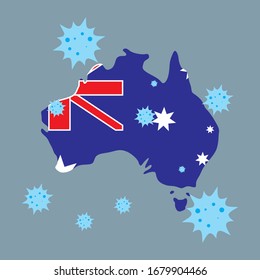 australian vector graphics map and corona virus