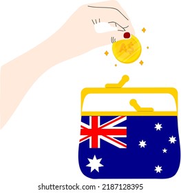 Bandera de vector australiano dibujada a mano, dólar australiano
