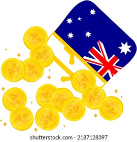 Australian vector hand drawn flag, Australian dollar