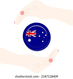 Australian vector hand drawn flag, Australian dollar
