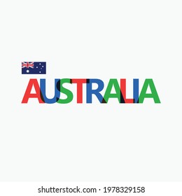 Australia's colorful typography with its national flag. Pacific country typography.