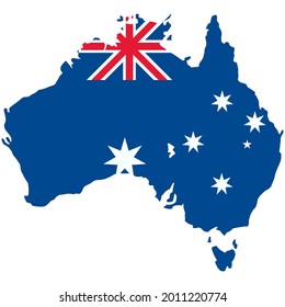 Australia's continent, Australia country flag vector on white background 