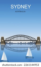 Australiens berühmte Hafenbrücke Blick Vector Illustration.