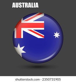 Australia's national flag in the shape of a circle.Vector.
Round 3d flag icon with 
High detail.
Spherical flag illustration.