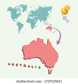 Australia's place in the world. 3D map