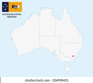 australien capital territory map with flag