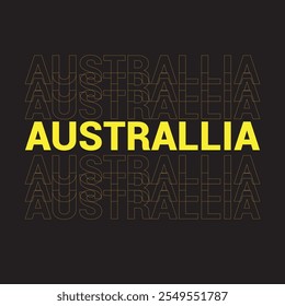 Australlia word wave with yellow country color isolated on black background	
