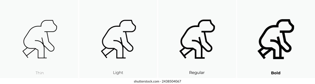 australopithecus icon. Thin, Light Regular And Bold style design isolated on white background