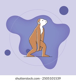 Ilustración vectorial plana de mono Australopithecus. Evolución humana, animal, antropología, historia, concepto de primate antropoide para el diseño de Anuncios o carteles