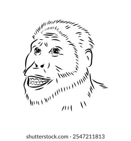 Australopithecus, vector sketchl. Graphic sketch. Vector