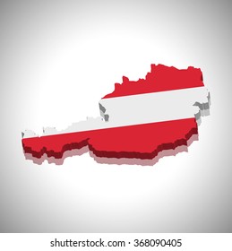 Austria - 3D map and flag