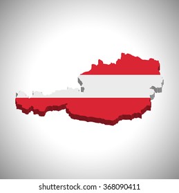 Austria - 3D map and flag