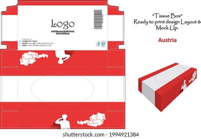 Austria - 3d Mockup tissue box Design concept national flag - ready to print vector.