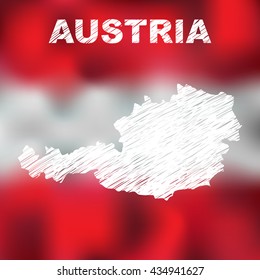 Austria. Abstract austrian map on flag background. Vector illustration 