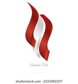 Icono del logotipo de la bandera abstracta de Austria. Bandera austríaca 3d de la bandera aislada en fondo blanco