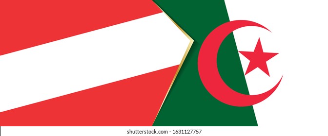 Austria and Algeria flags, two vector flags symbol of relationship or confrontation.