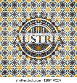 Austria arabic badge background. Arabesque decoration.