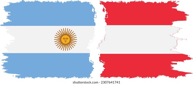 Verbindung zwischen Österreich und Argentinien mit Grunge-Flaggen, Vektorgrafik