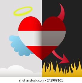 Austria background of a heart half demon half angel