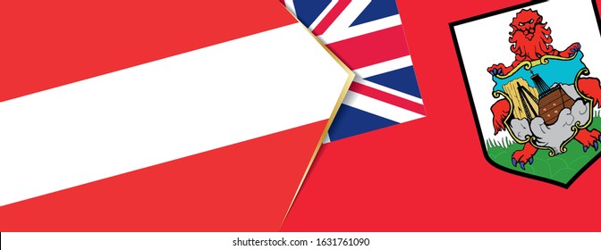 Austria and Bermuda flags, two vector flags symbol of relationship or confrontation.