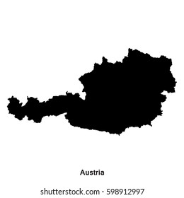 Austria black map,border with name of country