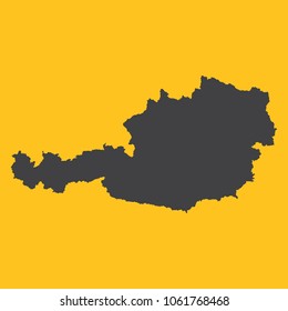 Austria black map,border on orange background. Vector illustration.