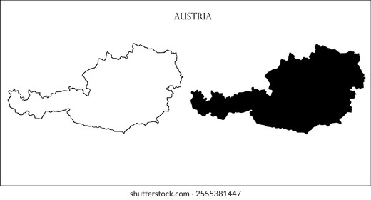 Austria Blank Map, Austria Map Outline Vector Images