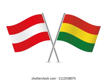 Austria and Bolivia flags. Vector illustration.