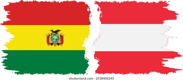 Austria and Bolivia grunge flags connection, vector