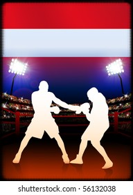 Austria Boxing on Stadium Background Original Illustration