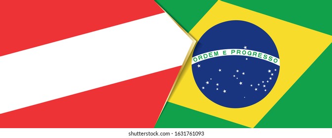 Austria and Brazil flags, two vector flags symbol of relationship or confrontation.