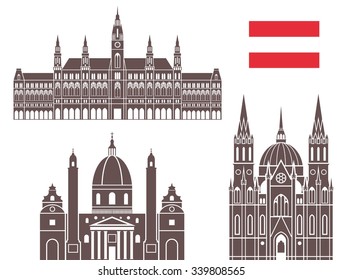 Austria buildings logo. Abstract Austria buildings on white background