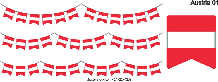 Austria Bunting Flags Isolated on white Background. vector illustration.