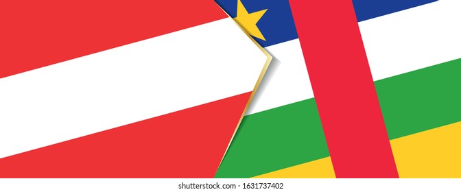 Austria and Central African Republic flags, two vector flags symbol of relationship or confrontation.