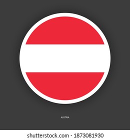 Icono de la bandera circular de Austria con fondo gris. Icono circular austriaco aislado en un fondo apenas oscuro.