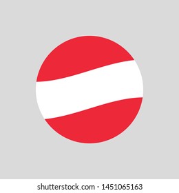 Austria circle flag icon. Waving Austrian badge. Vector illustration.