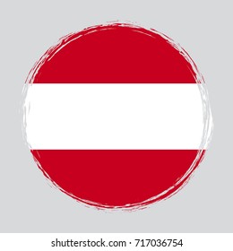 Austria circle grunge flag on button stamp. Vector illustration eps 10.