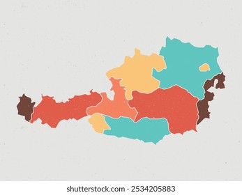 austria color vintage icon map. Vintage austria map with regions isolated on white background.