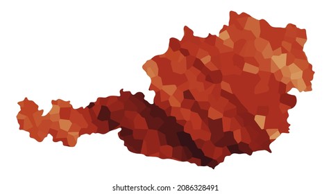 Austria, silueta colorida del mapa vectorial
